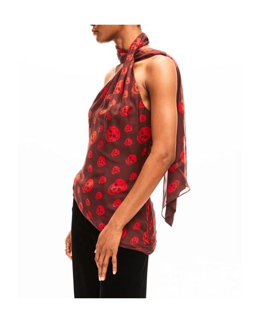 McQueen Red Alex Skull Scarf Woven Cami Vest