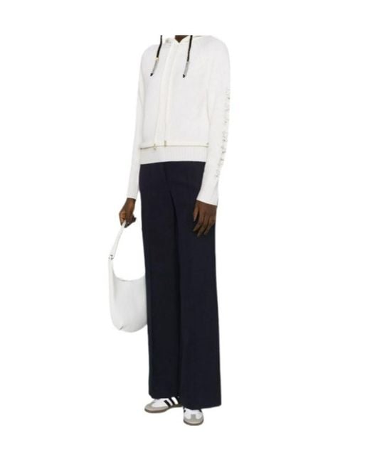 Max Mara White Crystal-Embellished Wool-Blend Hoodie