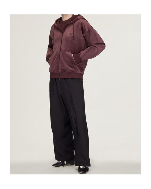 Y-3 Purple Ribbed Zip-Up Hoodie for men