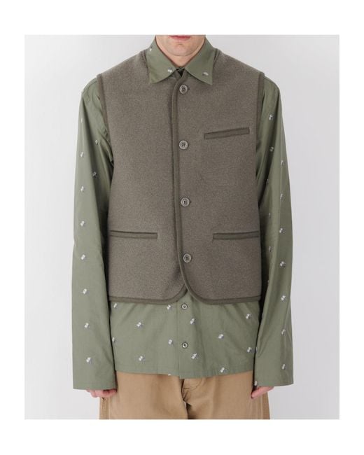 Rier Green Sleeveless Wool Vest for men