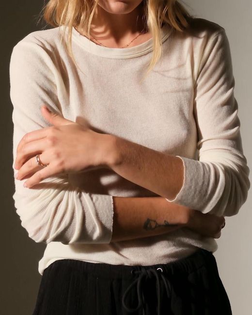 James Perse Natural Long-Sleeve Ribbed Sweater