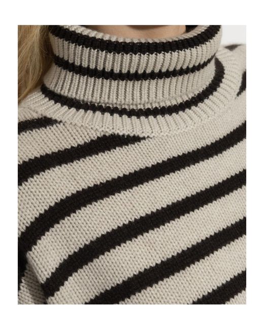 Lisa Yang Gray Karine Striped Turtleneck Sweater