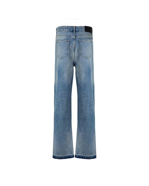Represent Blue Solid Straight Leg Jeans for men