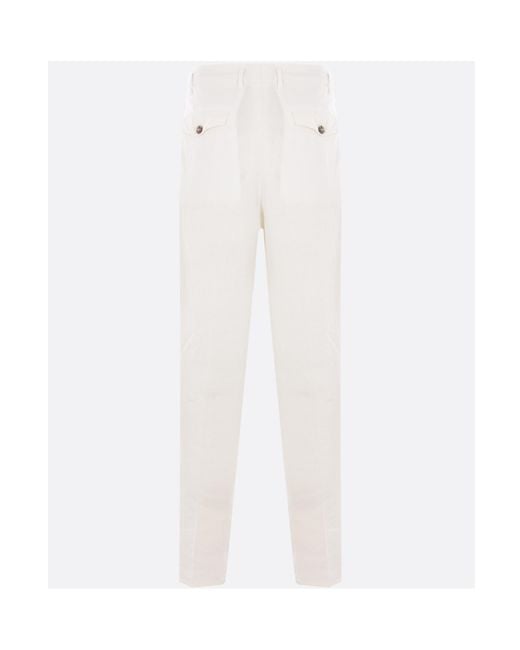 Brunello Cucinelli White Pleated Pants for men