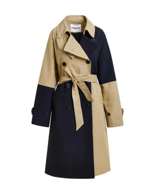 Essentiel Antwerp Blue Long-Sleeved Trench Coat