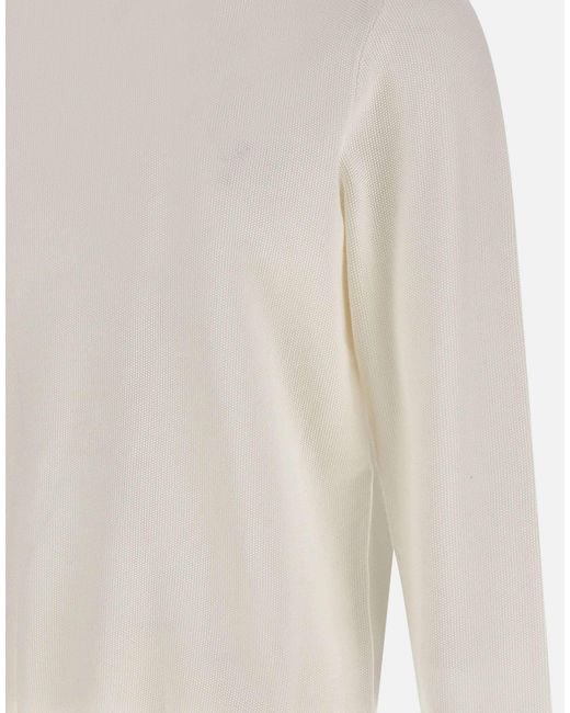 Sun 68 White Honeycomb Crew Neck Knitted Jumper for men