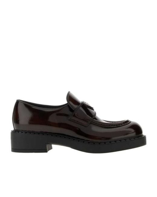 Prada Black Triangle-Logo Loafers