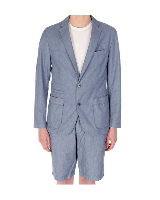 Boss Blue Single-Breasted Suit Jacket for men