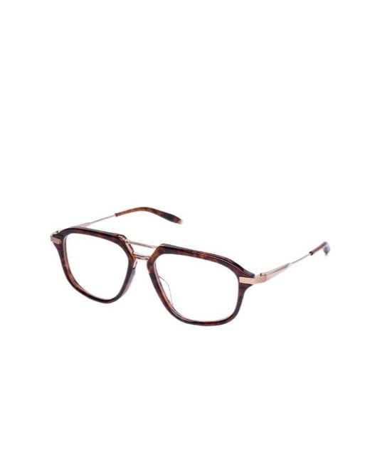 Akoni White Tortoiseshell-Effect Geometric-Frame Glasses for men