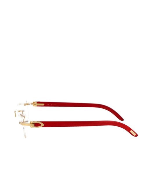 Cartier White Rimless Rectangular Glasses for men