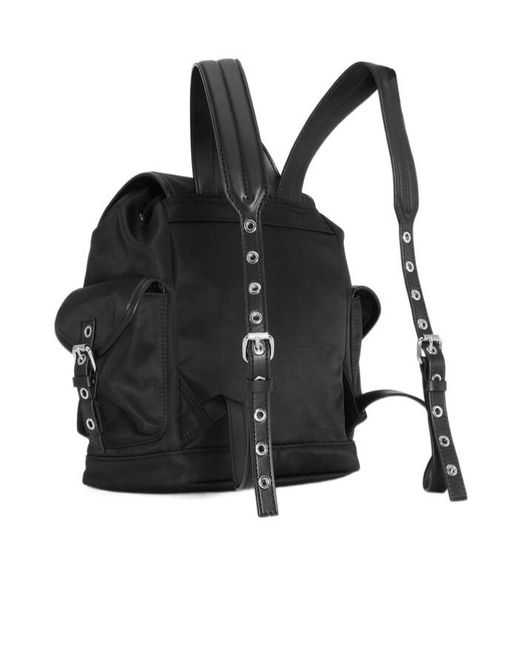 Ganni Black Buckled Drawstring Backpack