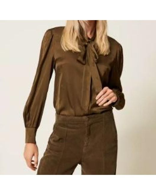 Twinset Women's Brown Floral-Jacquard Shirt