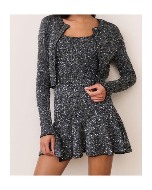 LoveShackFancy Black Ferra Cropped Sparkle Cardigan