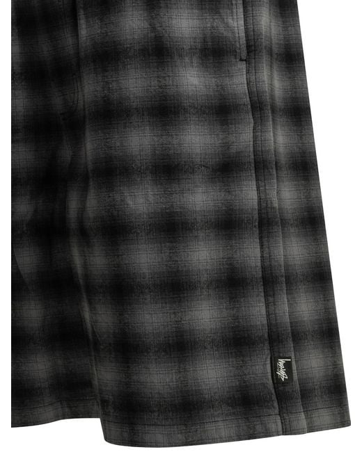 Stussy Gray Stüssy Check Elastic-Waist Shorts for men