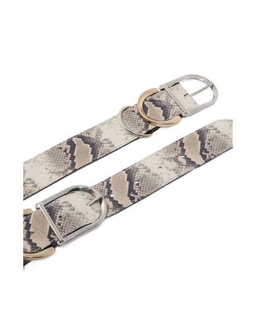 Pinko White Animal Print Belt