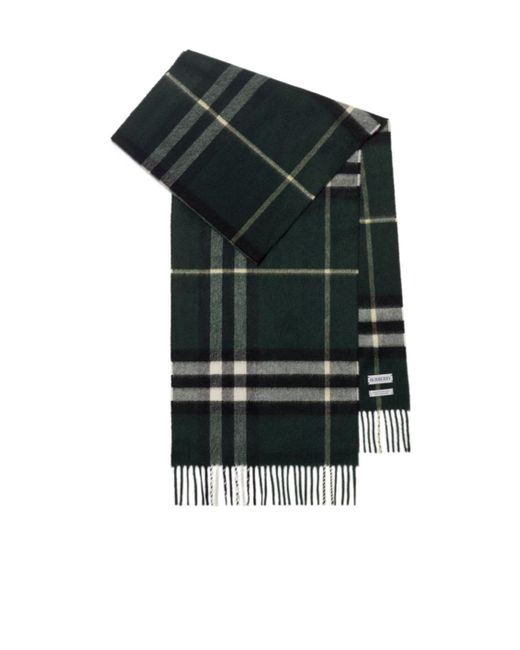 Burberry Green Checked Fringed Edge Scarf for men