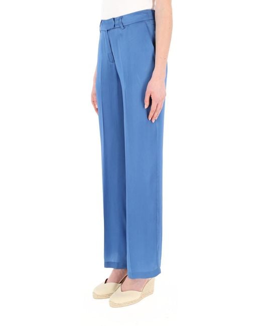Semicouture Blue Tailored Wide-Leg Pants