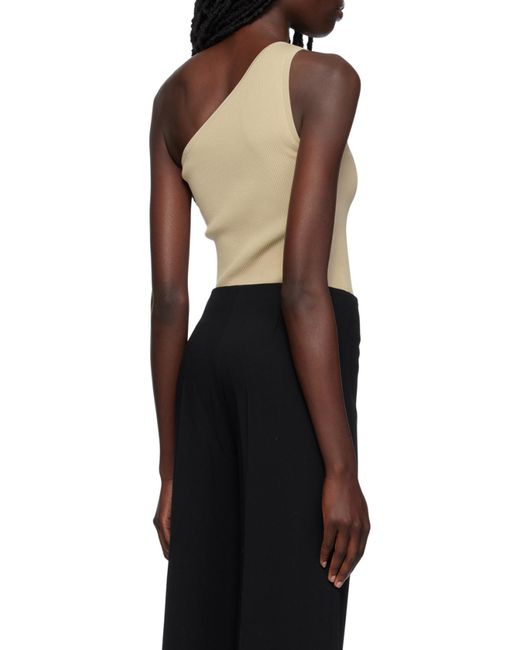 Totême Natural Ribbed-Knit One-Shoulder Top