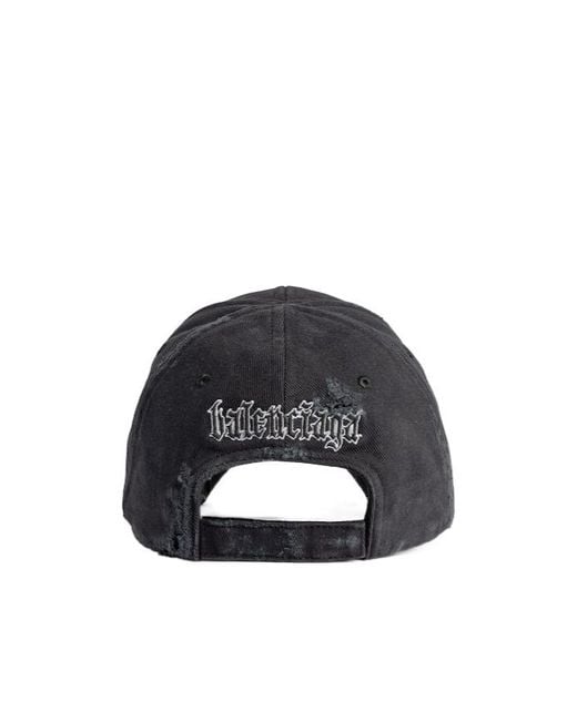 Balenciaga Blue Blackletter Script Faded Cap