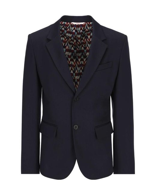 Valentino Blue Single-Breasted Tailored Blazer for men