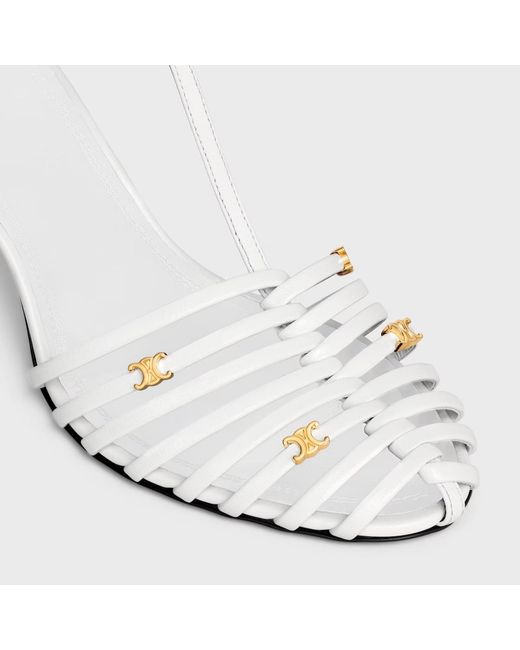 Céline White Cage Heeled Sandal
