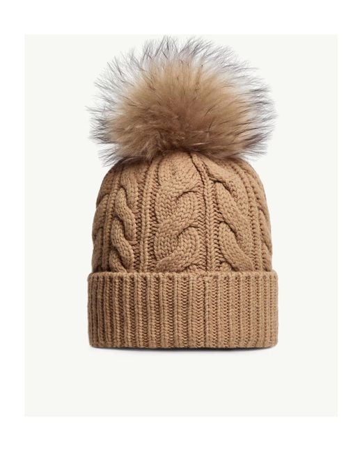 Moncler Brown Grenoble Pompon Braided Beanie