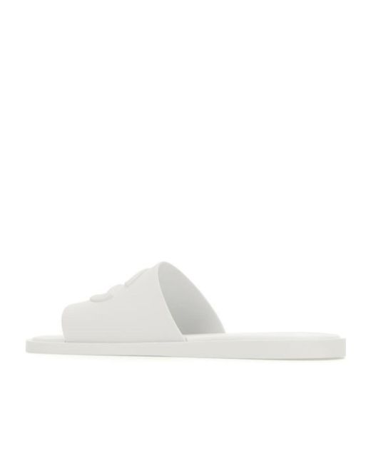 Dolce & Gabbana White Logo Embossed Slides for men
