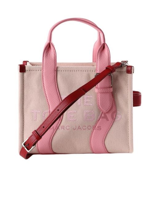 Marc Jacobs Pink Small The Wavy Leather-Trim Tote Bag