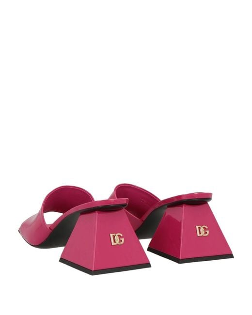 Dolce & Gabbana Pink Patent Leather Square-Toe Slippers