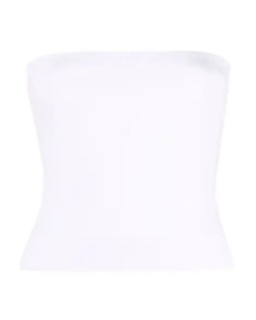 Brunello Cucinelli White Strapless Stretched Top