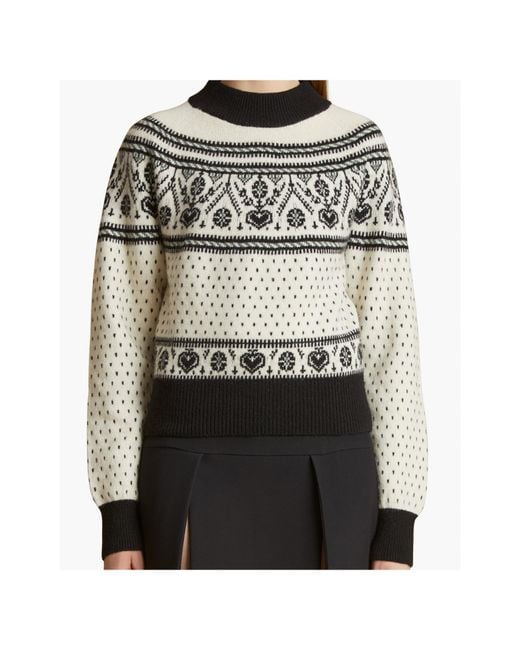 Khaite White Guy Intarsia Mock Neck Cashmere Sweater