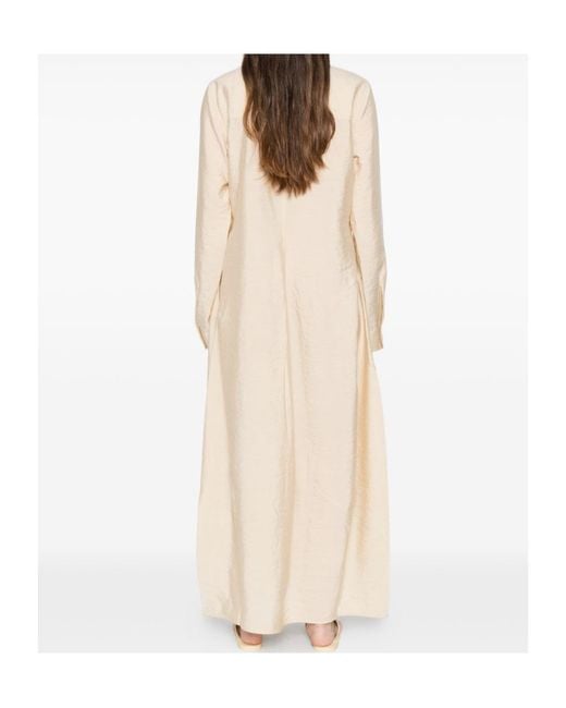 Totême  Natural Totême Long-Sleeved Slit-Detailed Maxi Dress
