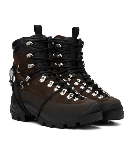 HELIOT EMIL Black Carabiner-Detail Lace-Up Hiking Boots for men