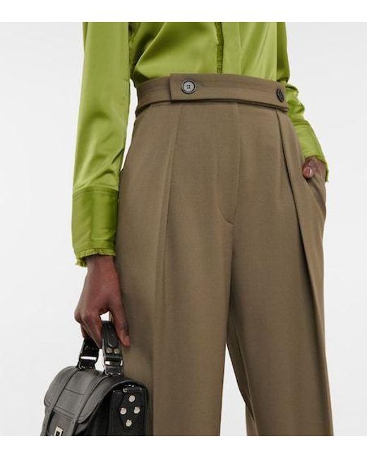 Proenza Schouler Natural Cutout High-Rise Wool-Blend Pants