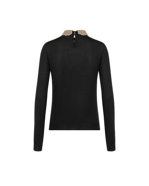 Dior Black Sweater With Removable Embroidered Collar
