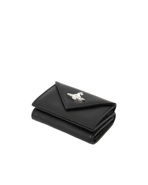 Vivienne Westwood Black Logo Plaque Envelope Wallet
