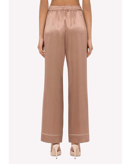 Dolce & Gabbana Natural High-Waisted Pajama Pants
