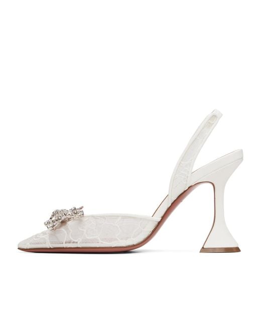 AMINA MUADDI Metallic Rosie Lace Sling 95 Pointed-Toe High-Heeled Sandals