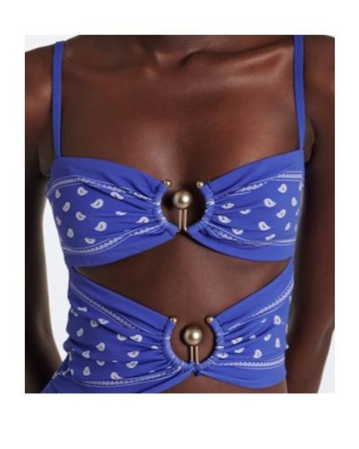 Christopher Esber Blue Ruched Orbit Bandana Maxi Dress