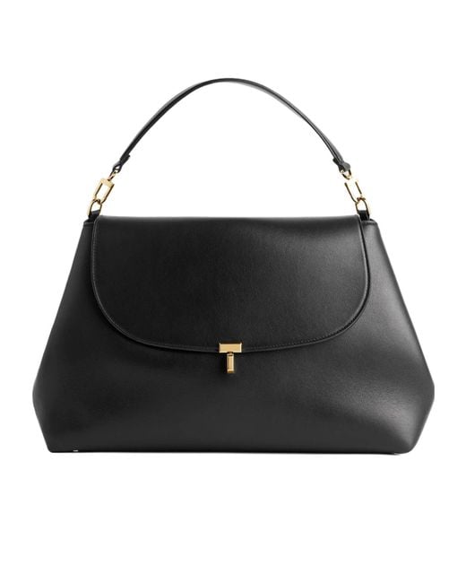 Totême Black Totême T-Lock Foldover Top Shoulder Bag
