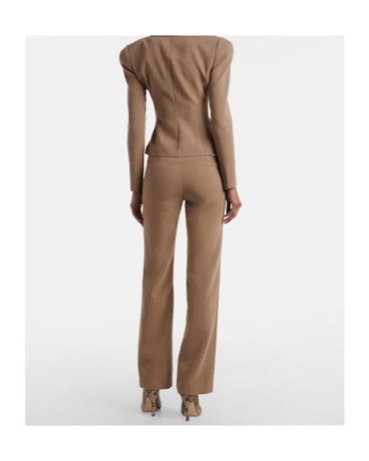 Magda Butrym Brown Lace-Trimmed Wool Straight Pants