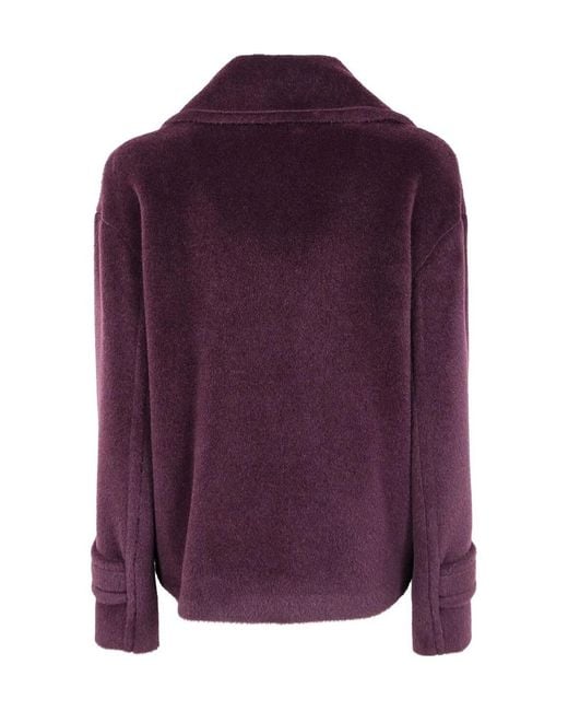 Tagliatore Purple Double-Breasted Alpaca Wool Jacket
