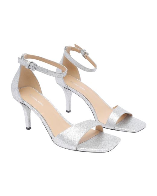 Michael Kors White Michael Glitter Buckle-Fastened Sandals
