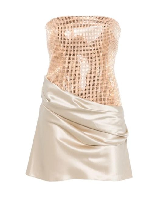 retroféte Natural Retrofete Marieta Embellished Draped Strapless Mini Dress