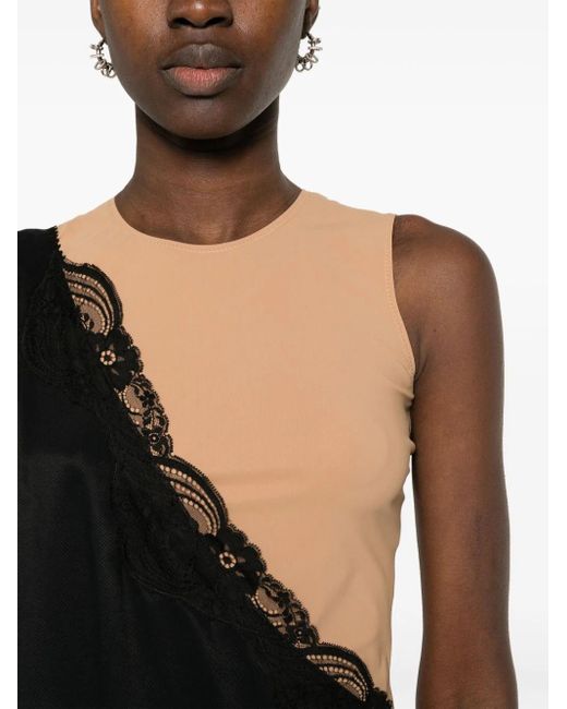 MM6 by Maison Margiela Black One Shoulder Lace Trim Dress