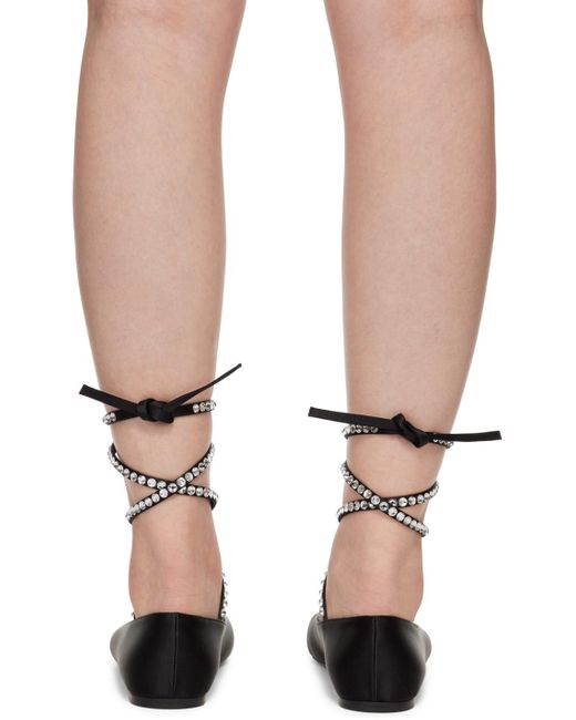 AMINA MUADDI White Ane Lace Up Ballerina Flats