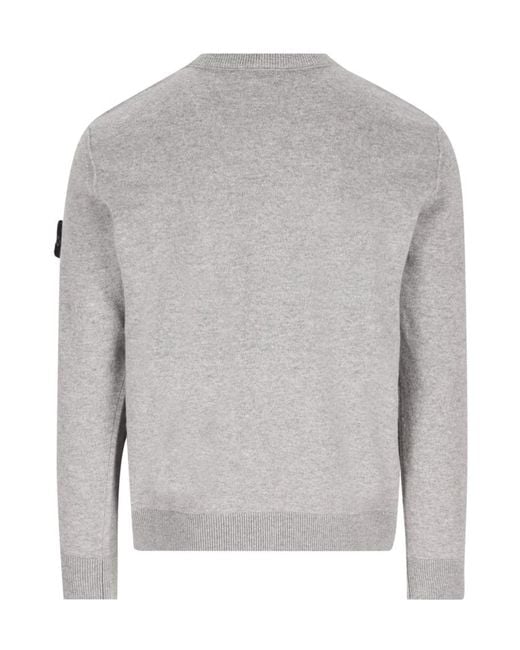 Stone Island Gray Long-Sleeved Sweater for men