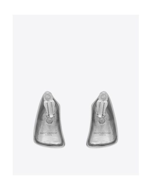 Saint Laurent White Comet Earrings