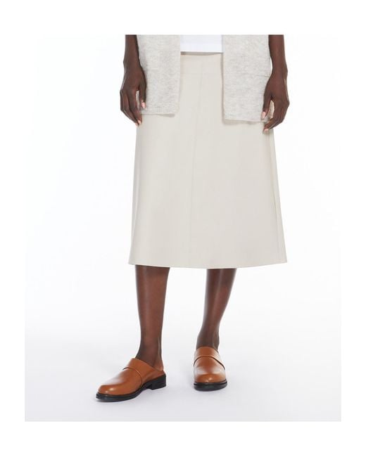 Max Mara White Leisure Flared Cut Midi Skirt