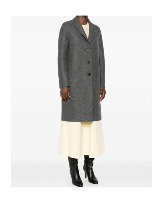 Harris Wharf London Gray Buttoned Single-Breasted Coat